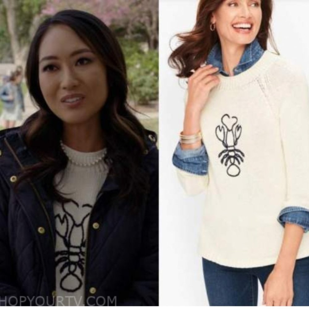 EMBROIDERED LOBSTER MOCKNECK SWEATER Size Petite